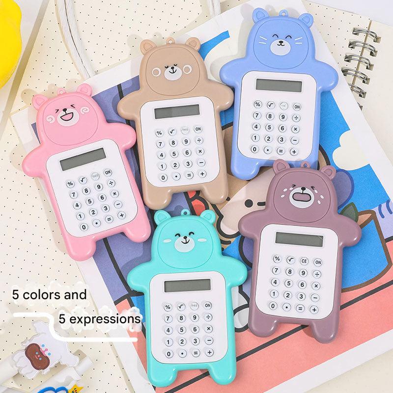 Cute Cartoon Bear Mini Calculator in yellow