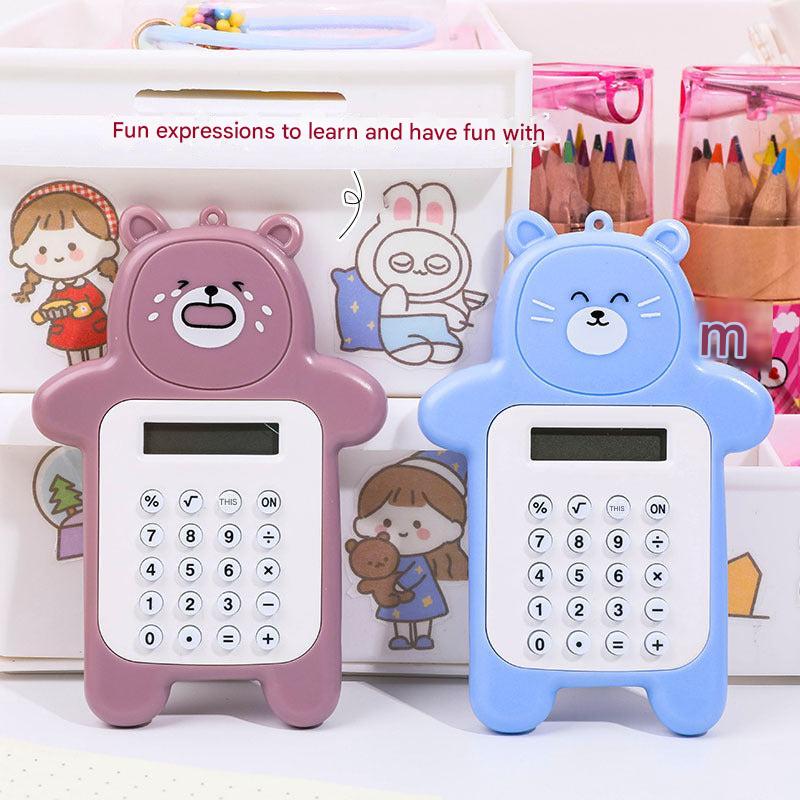 Cute Cartoon Bear Mini Calculator in aqua