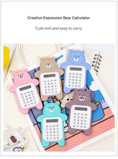 Close up of cute bear design mini calculator