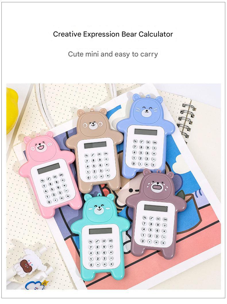 Close up of cute bear design mini calculator