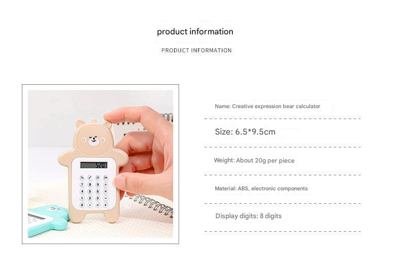 Portable Cartoon Bear Mini Calculator on desk