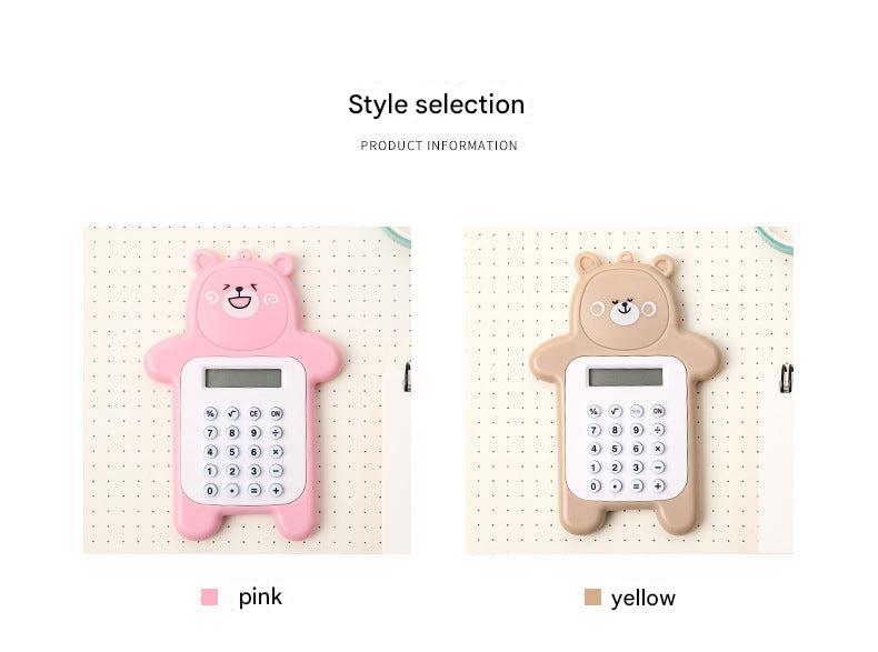 Stylish Cartoon Bear Mini Calculator at study table