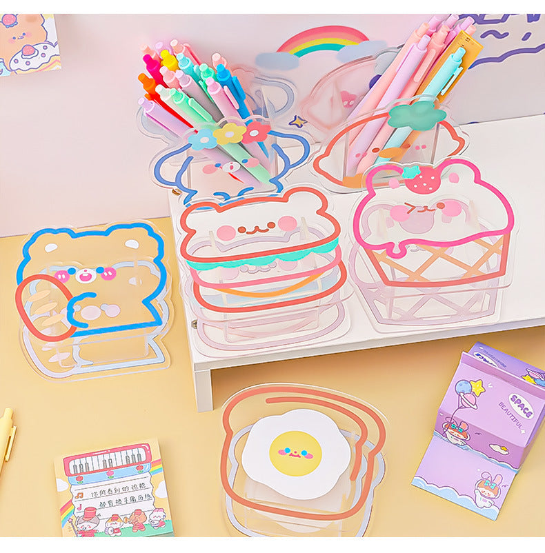 Clear acrylic holder with Fried Egg Smile design