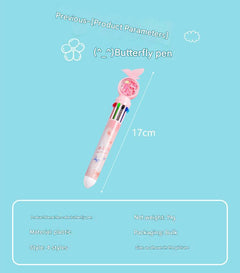 Student using colourful ballpoint pen during exam