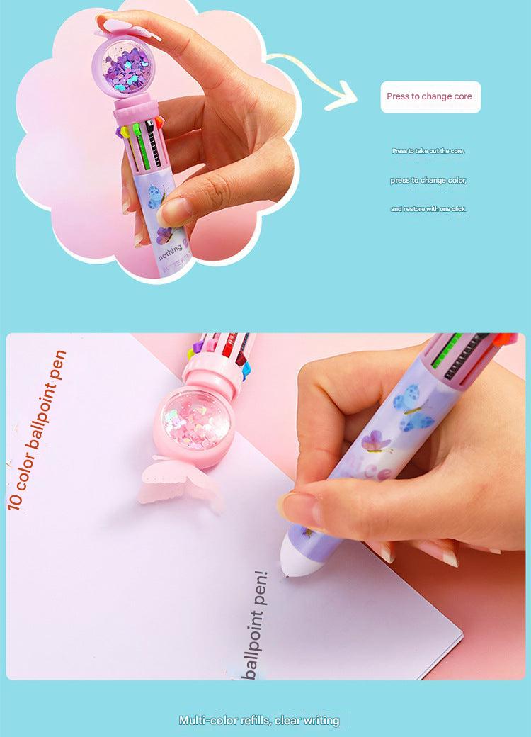 Different angles of multicolor ballpoint pen