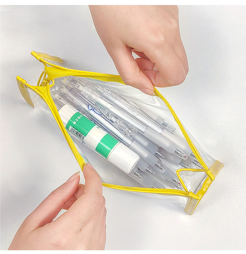 Close-up of vibrant PVC storage pouch