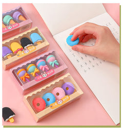colourful dessert shaped eraser set image 1