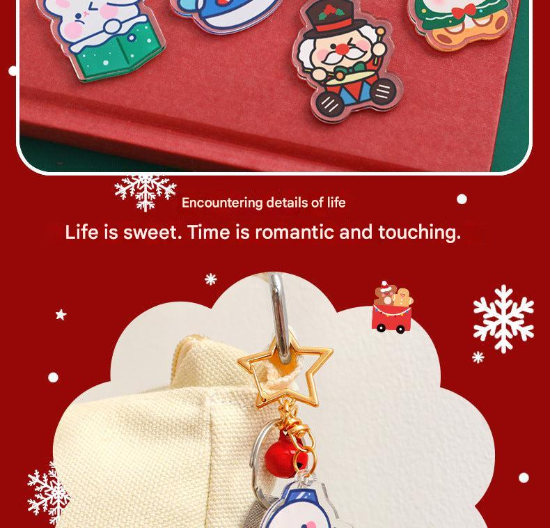 Christmas charm keychain featuring a snowman