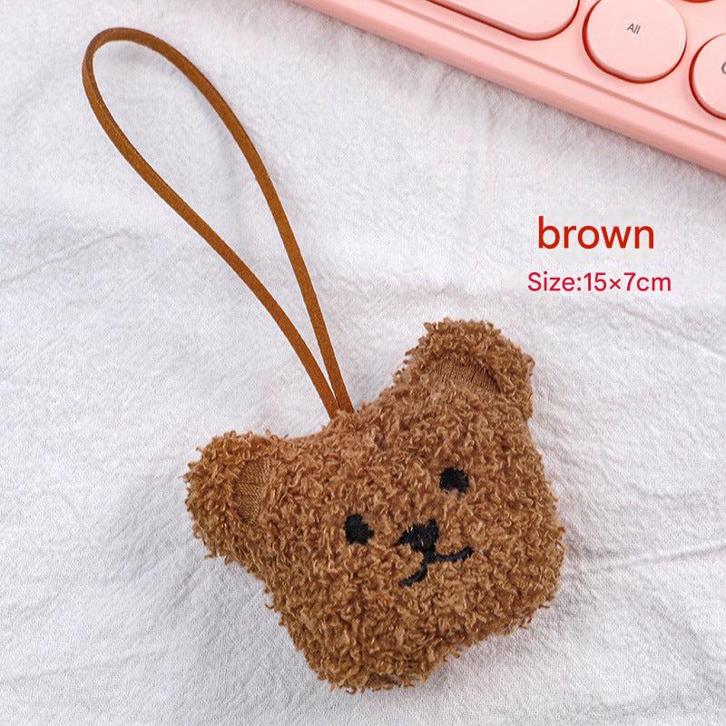 Cute Cartoon Plush Bear Keychain in white