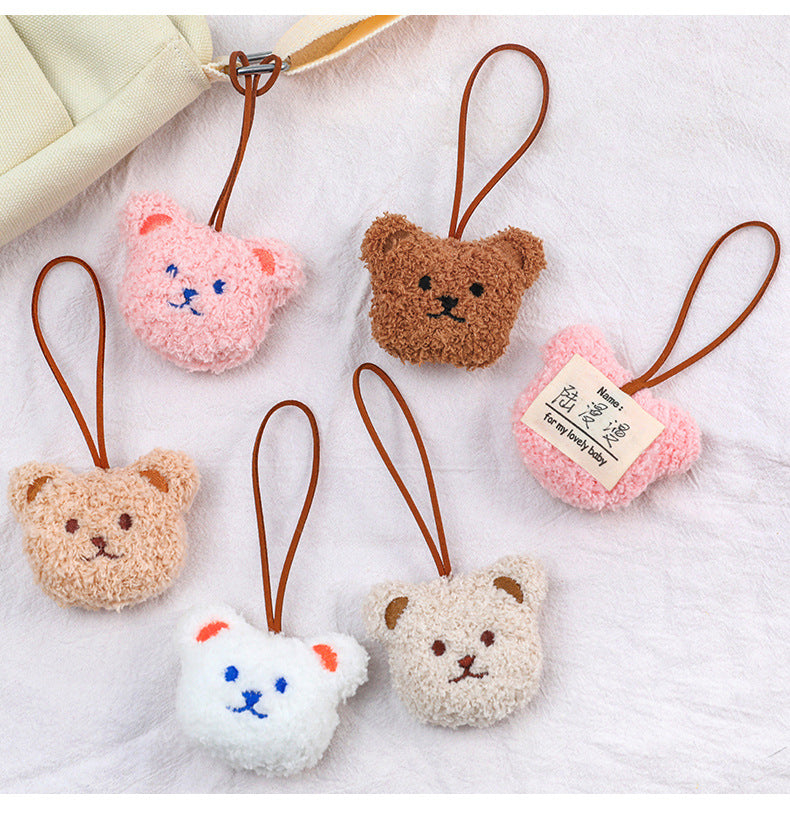 Cute Cartoon Plush Bear Keychain in white