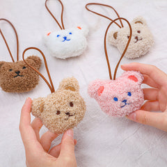 Pink Cartoon Bear Plush Keychain