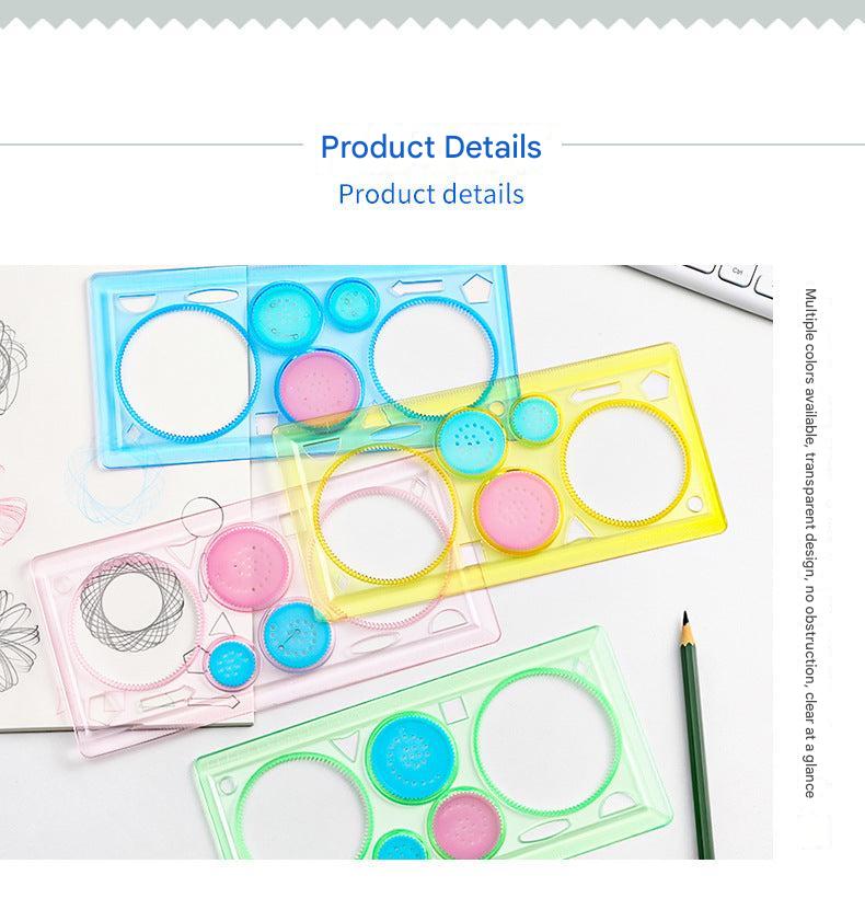 Colorful Multi-Purpose Ruler with Stencils on Top View