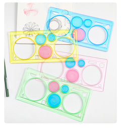 Colorful Multi-Purpose Ruler with Stencils on Top View