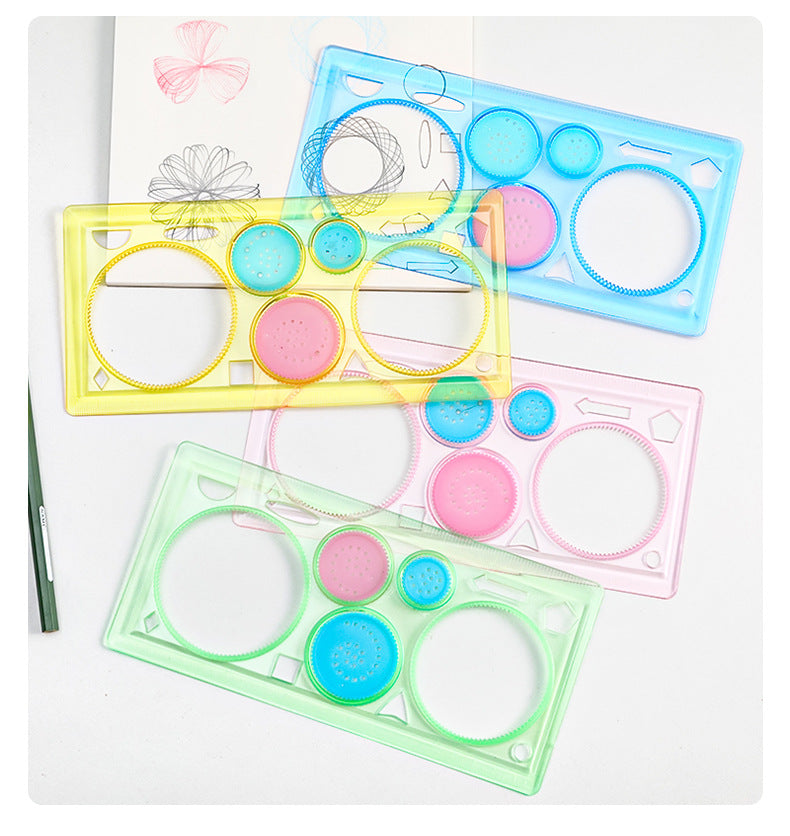 Colorful Multi-Purpose Ruler with Stencils on Top View