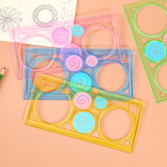 Colorful Multi-Purpose Ruler with Stencils on Top View