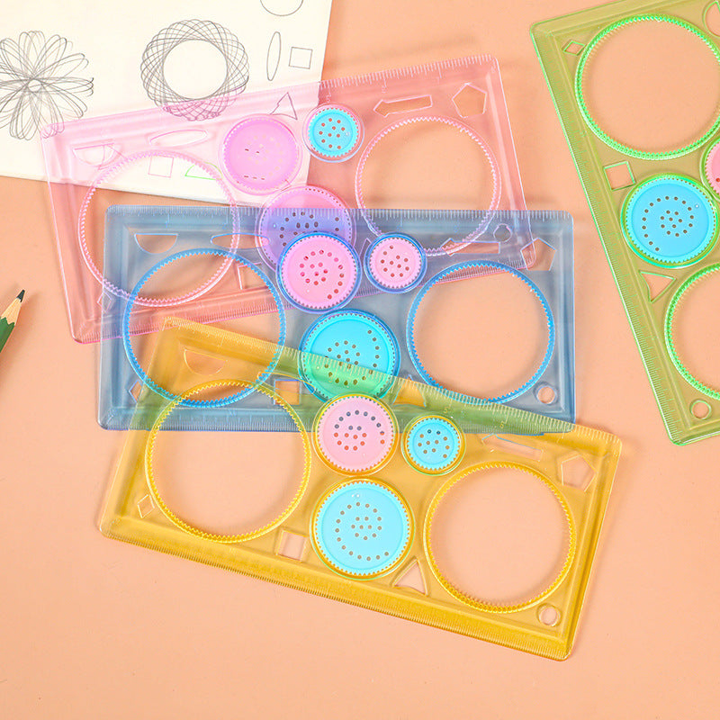 Colorful Multi-Purpose Ruler with Stencils on Top View