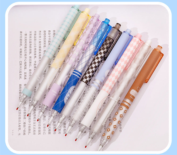Multi-colour gel pen assortment displayed