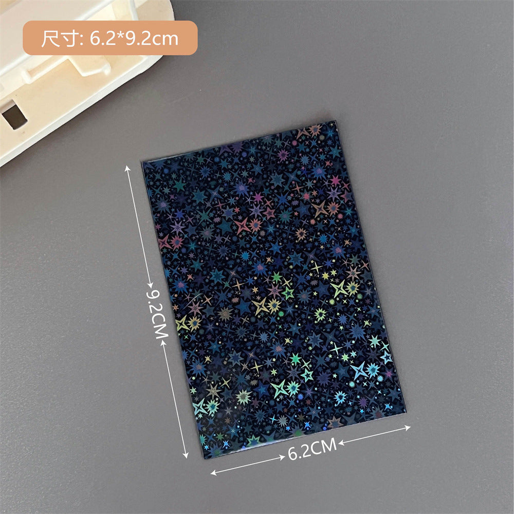 Pack of colourful layered photo card sleeves on display