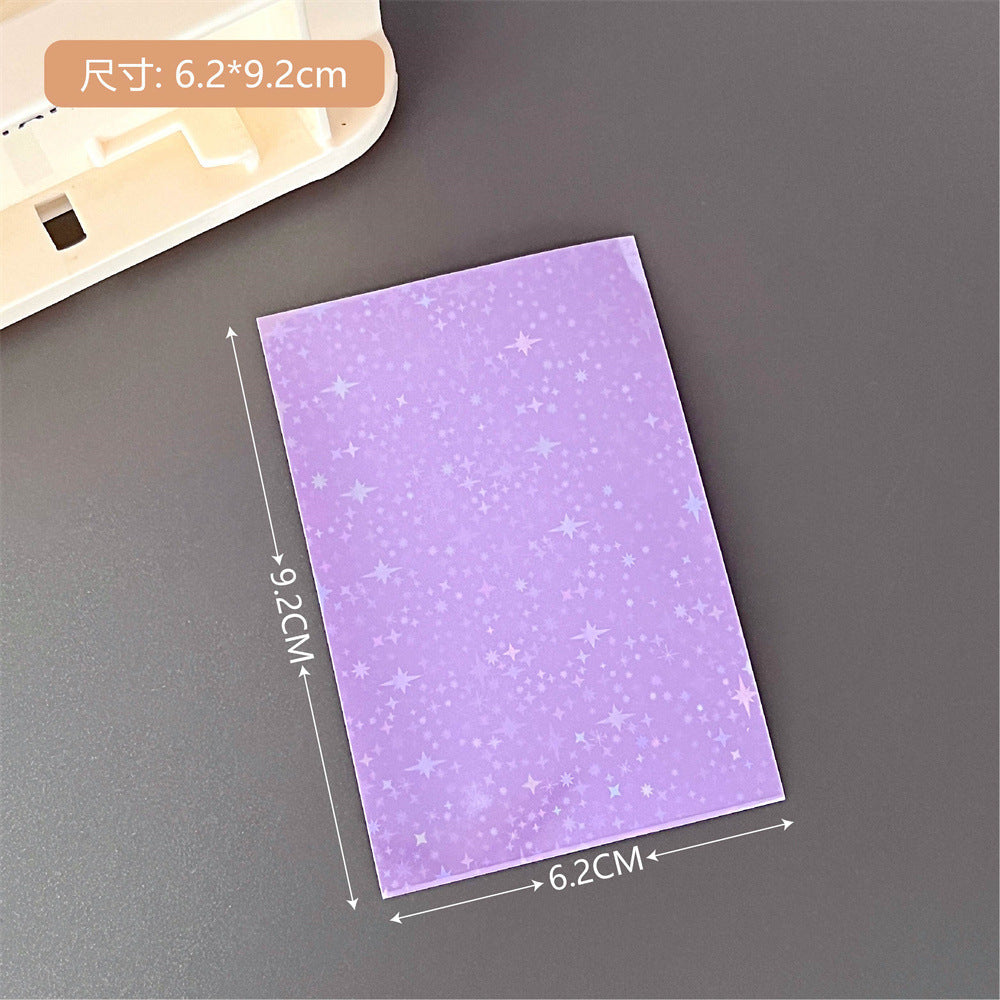 Close-up of macaron photo cards in protective sleeves