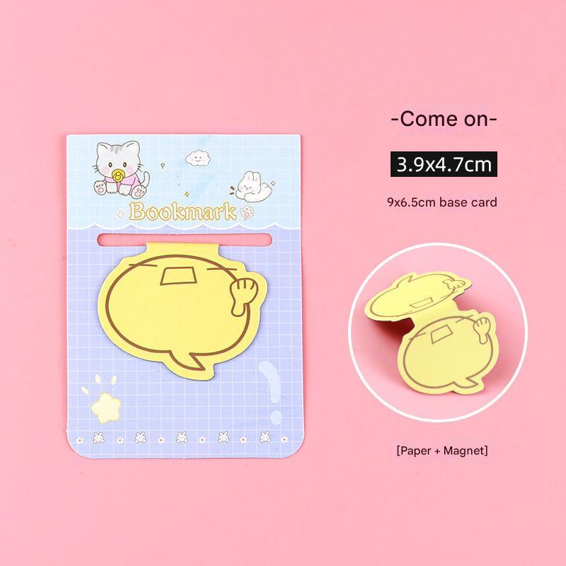 Cartoon magnetic bookmark with heart eyes