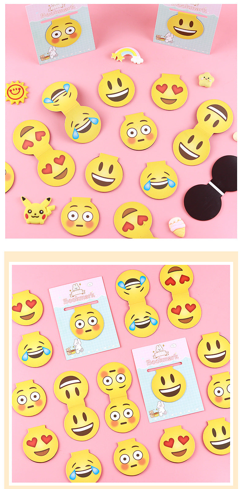 Cartoon magnetic bookmark with heart eyes