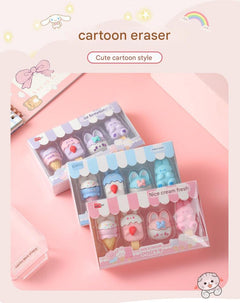 Colourful bunny dessert-themed erasers set image 1