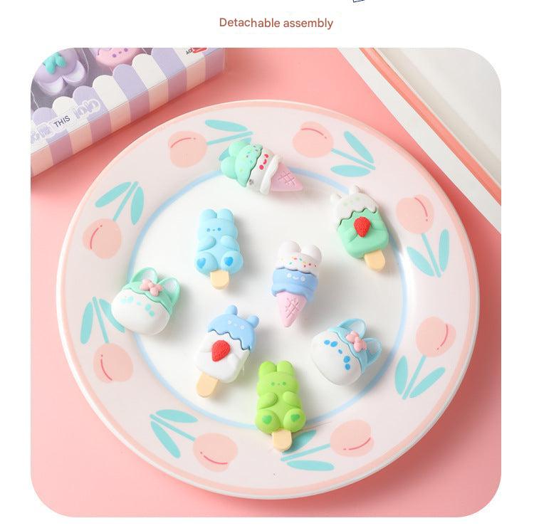 Decorative bunny ice cream cone eraser image