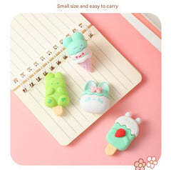 Selection of colourful bunny cupcake erasers