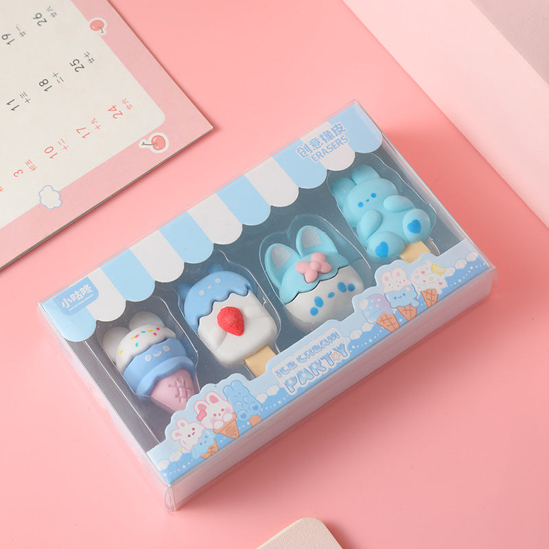 Decorative bunny ice cream cone eraser image