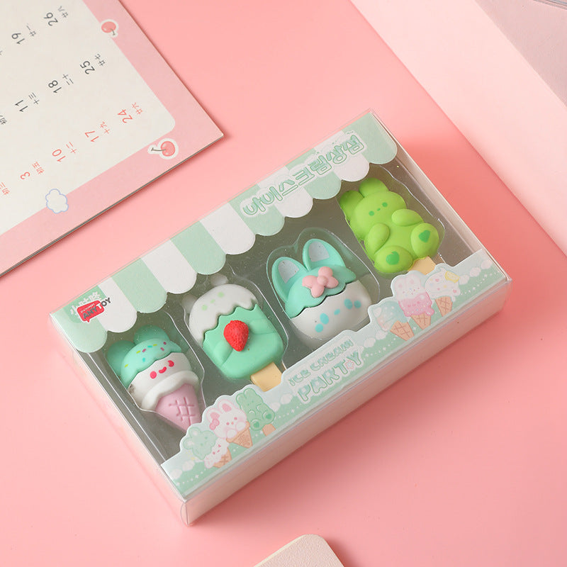 Selection of colourful bunny cupcake erasers