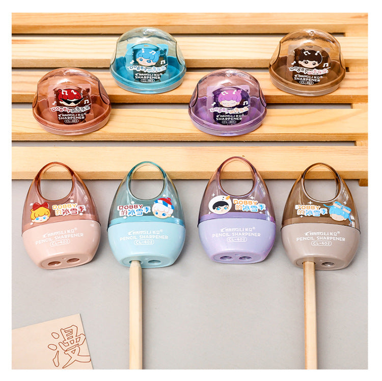 colourful student pencil sharpener front angle