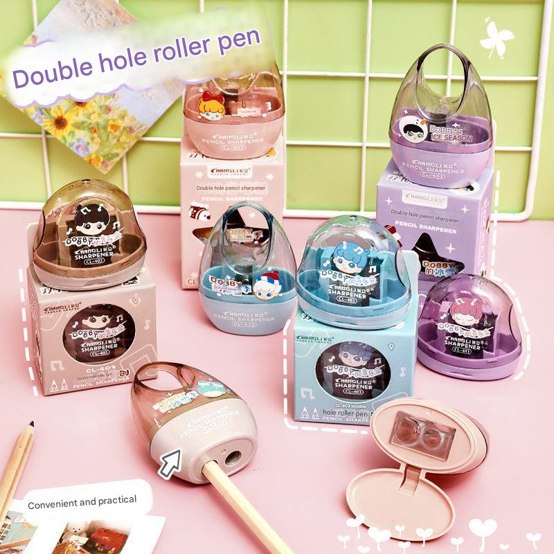 cartoon themed kids pencil sharpener front view