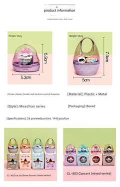 miniature dual slot pencil sharpener angled view