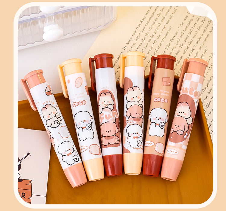 Creative Cartoon Push-Up Eraser - Dark Choco Dog design