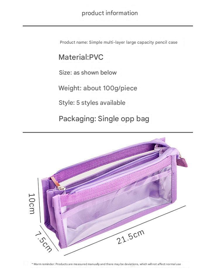 Mesh pencil case with stationery items inside