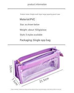 Mesh pencil case with stationery items inside