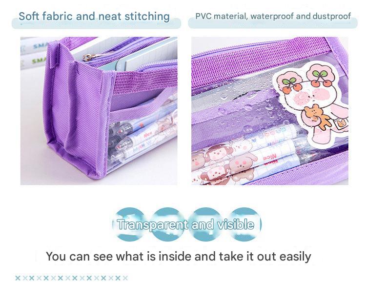 Durable mesh pencil case held in hand