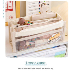 Multiple compartments in mesh pencil case