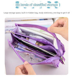 Mesh pencil case with colourful accents