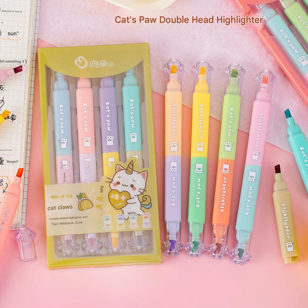 close-up view of cartoon cat paw highlighter tips
