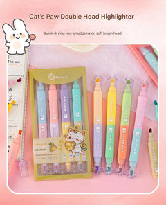 stack of cat paw dual tip highlighters displayed