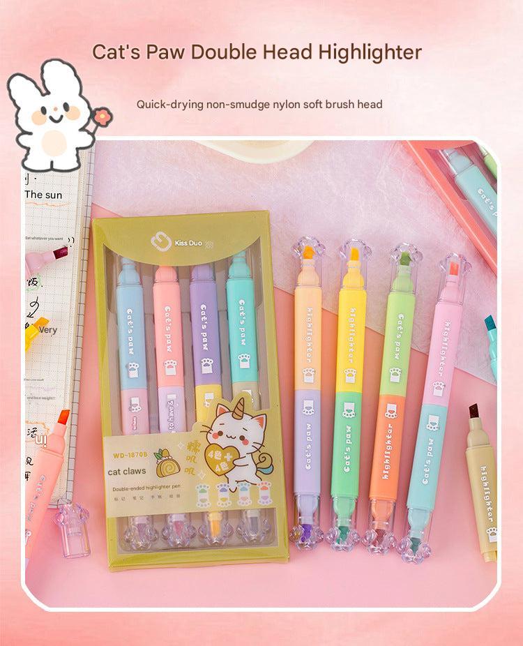 stack of cat paw dual tip highlighters displayed