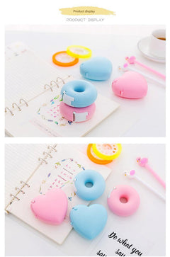 blue donut tape dispenser on desk