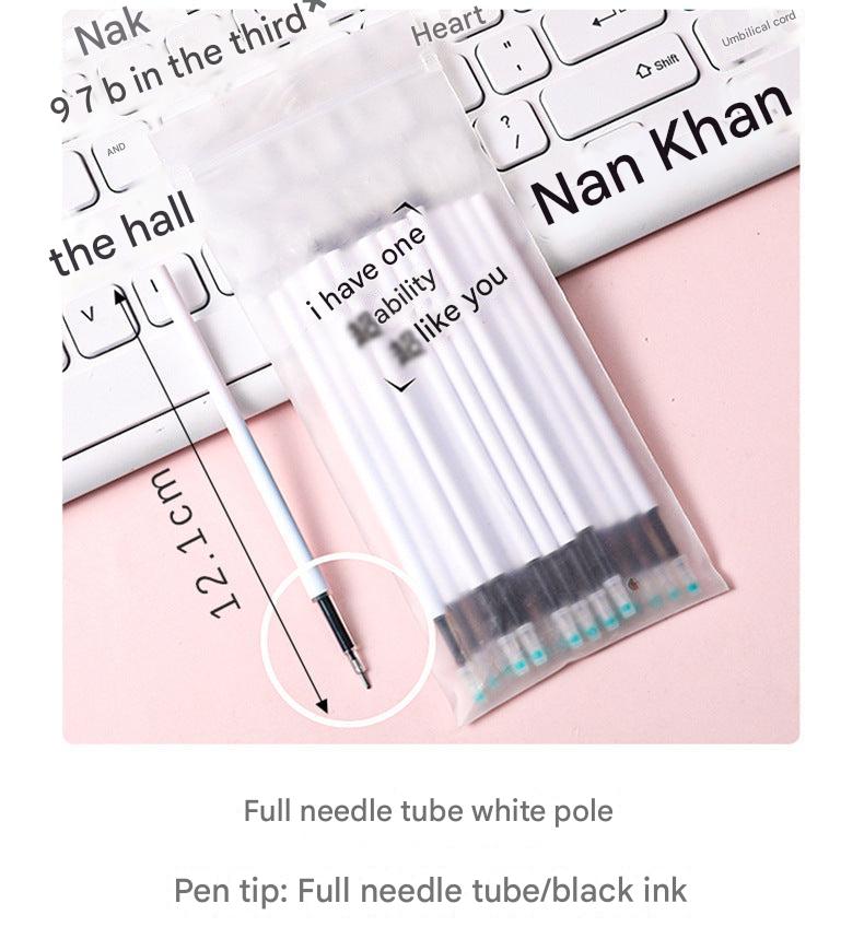 various gel pen refills on white background