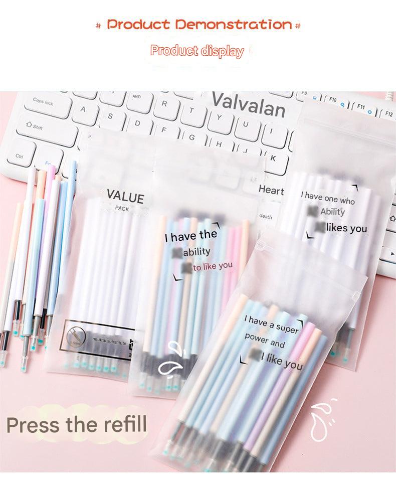 various gel pen refills on white background