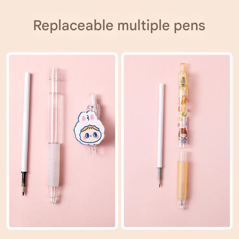 various gel pen refills on white background