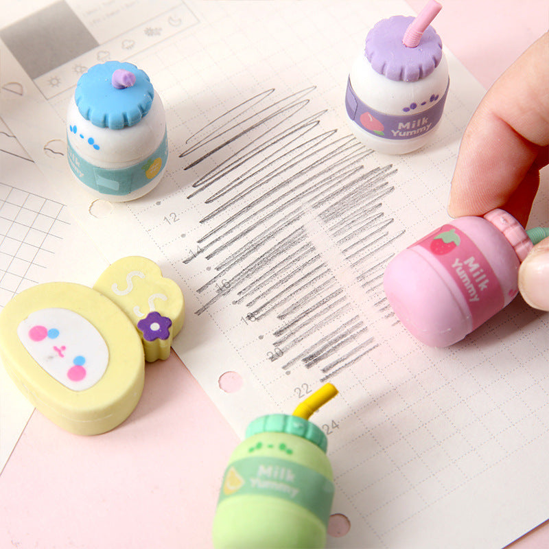 Adorable pink rabbit cartoon eraser