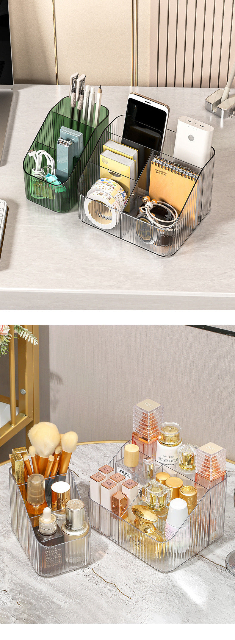 stylish makeup storage solution in clear acrylic