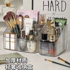 sectioned compartments of acrylic makeup organiser
