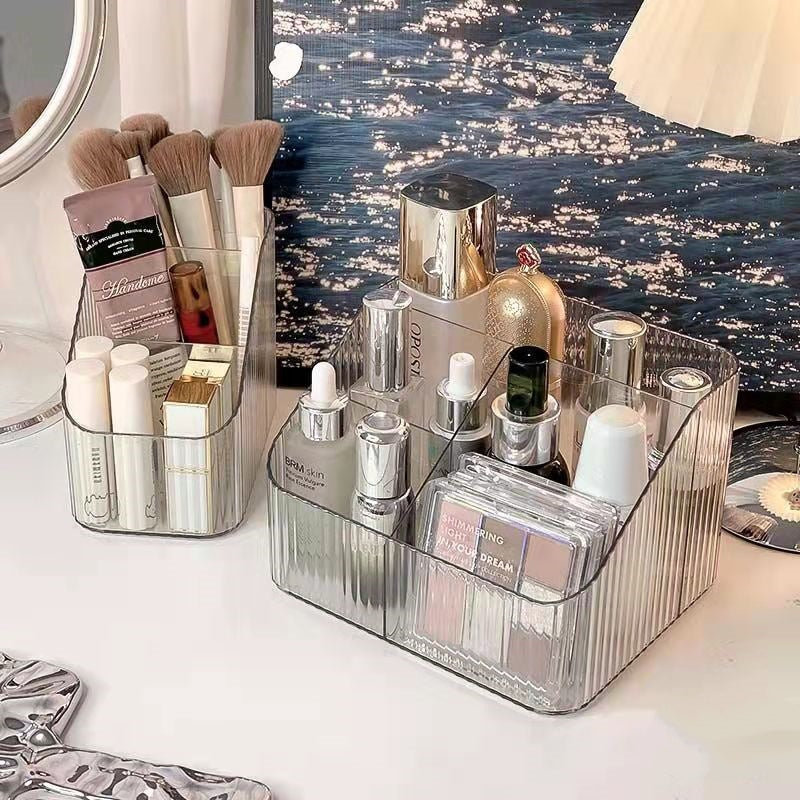 premium acrylic makeup storage on desktop